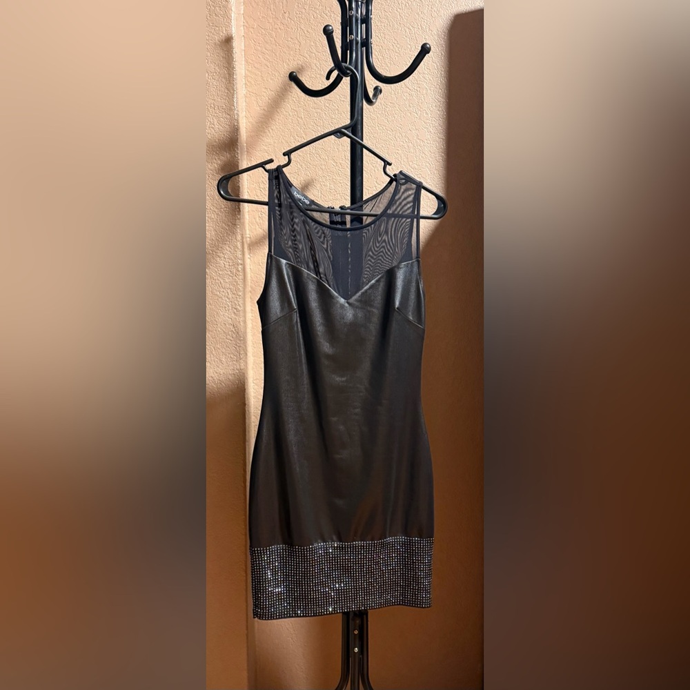 bebe Black Sheer Panel Top